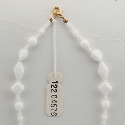 Vintage Czech necklace white triangle square bicone glass beads