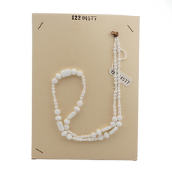 Vintage Czech necklace white rectangle melon rondelle glass beads