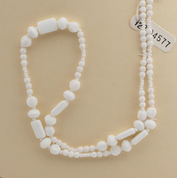 Vintage Czech necklace white rectangle melon rondelle glass beads