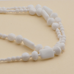 Vintage Czech necklace white rectangle melon rondelle glass beads