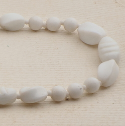 Vintage Czech necklace white round oval twist ribbed glass beads