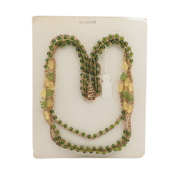 Vintage Czech 5 strand chain link necklace topaz frost glass beads
