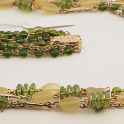 Vintage Czech 5 strand chain link necklace topaz frost glass beads