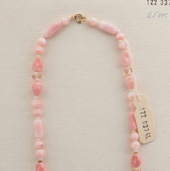 Vintage Czech necklace pink marble rondelle faceted glass beads
