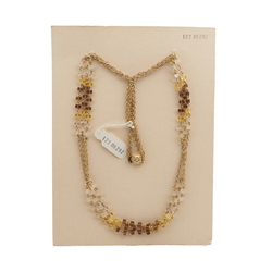 Vintage Czech 3 strand chain necklace rectangle glass beads