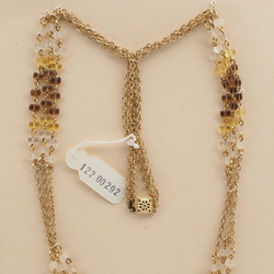 Vintage Czech 3 strand chain necklace rectangle glass beads