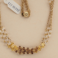 Vintage Czech 3 strand chain necklace rectangle glass beads