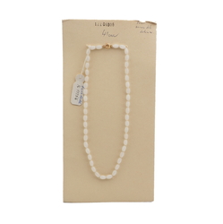 Vintage Czech necklace opaline white oval glass beads