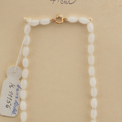 Vintage Czech necklace opaline white oval glass beads