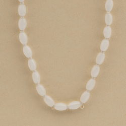 Vintage Czech necklace opaline white oval glass beads