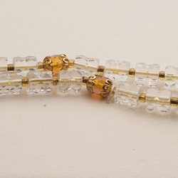 Vintage Czech 2 strand necklace vitrail topaz clear pentagon glass beads