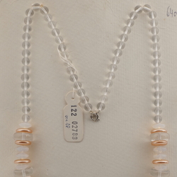 Vintage Czech necklace clear opaline pearl glass beads 25"