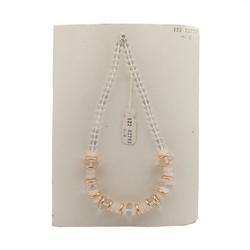 Vintage Czech necklace clear opaline pearl glass beads 17"