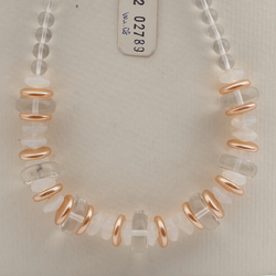 Vintage Czech necklace clear opaline pearl glass beads 17"