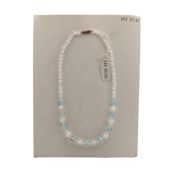 Vintage Czech necklace white blue satin bicolor glass beads