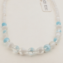 Vintage Czech necklace white blue satin bicolor glass beads
