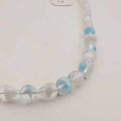Vintage Czech necklace white blue satin bicolor glass beads