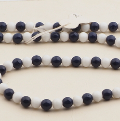 Vintage Czech necklace white blue round glass beads 