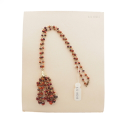 Vintage Czech link tassle necklace marble round glass beads
