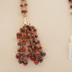 Vintage Czech link tassle necklace marble round glass beads