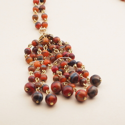 Vintage Czech link tassle necklace marble round glass beads