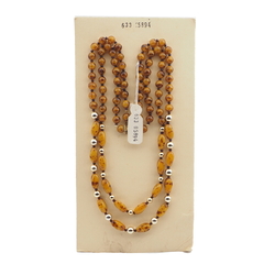 Vintage Czech 2 strand necklace mustard marble glass beads