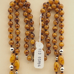Vintage Czech 2 strand necklace mustard marble glass beads