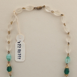 Vintage Czech link necklace frost bicolor glass beads