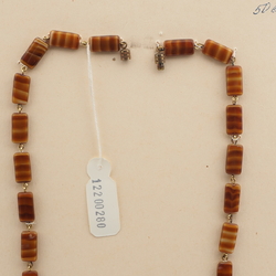 Vintage Czech link necklace caramel striped glass beads