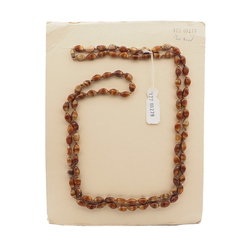 Vintage Czech necklace brown satin striped glass beads 47"