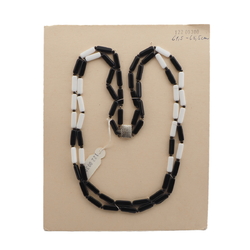 Vintage Czech 2 strand necklace black white rectangle glass beads