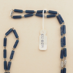 Vintage Czech link necklace frost crystal blue glass beads