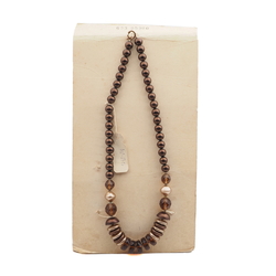 Vintage Czech necklace topaz copper pearl glass beads 