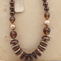 Vintage Czech necklace topaz copper pearl glass beads 