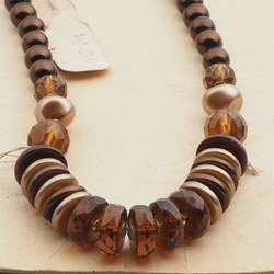 Vintage Czech necklace topaz copper pearl glass beads 