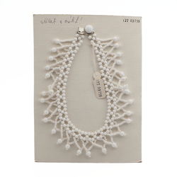 Vintage Czech collar fringe necklace white glass beads