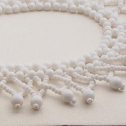 Vintage Czech collar fringe necklace white glass beads