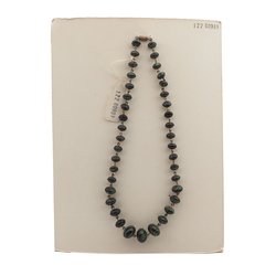Vintage Czech link necklace green black striped glass beads