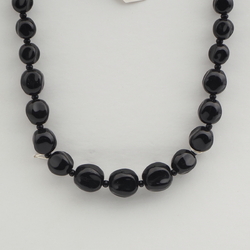 Vintage Czech necklace black melon glass beads