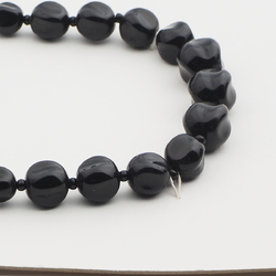 Vintage Czech necklace black melon glass beads