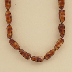 Vintage Czech necklace caramel brown striped glass beads