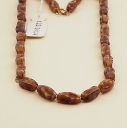 Vintage Czech necklace caramel brown striped glass beads