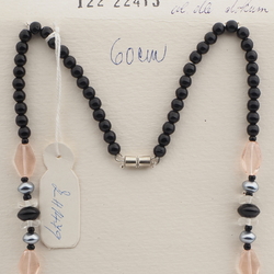 Vintage Czech necklace black clear pearl glass beads