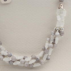 Vintage Czech 1 to 4 strand necklace satin atlas pink marble glass beads