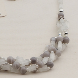 Vintage Czech 1 to 4 strand necklace satin atlas pink marble glass beads