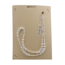 Vintage Czech necklace white round melon rectangle glass beads