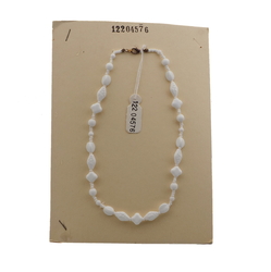 Vintage Czech necklace white round square bicone triangle glass beads
