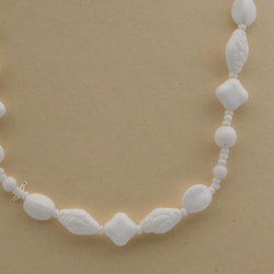 Vintage Czech necklace white round square bicone triangle glass beads
