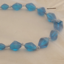Vintage Czech necklace blue bicone glass beads 