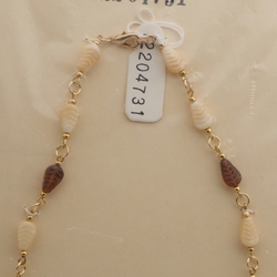 Vintage Czech link necklace beige topaz feather teardrop glass beads